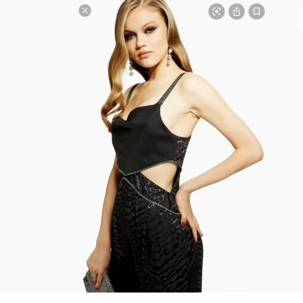 Black & diamante Cutout Topshop Romper US 2